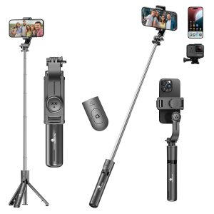 Kratos K24 Selfie Stick Tripod, 67 CM / 26 Inch, 3-in-1 Multifunctional Design with Detachable Wireless Remote, Portable & Lightweight Selfie Stick for Vlogging, Photography for All Mobiles